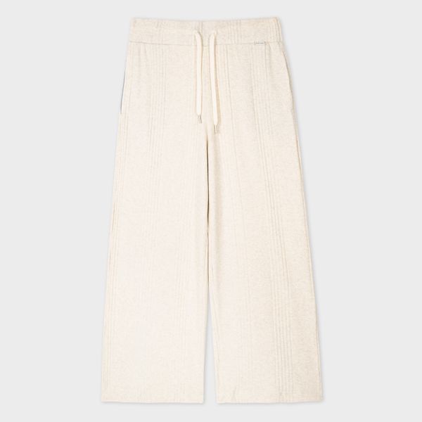Women's Ecru Lounge Cotton Jersey Cropped Trousers