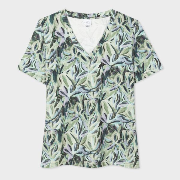Women's Green 'Stargazing' V Neck T-Shirt