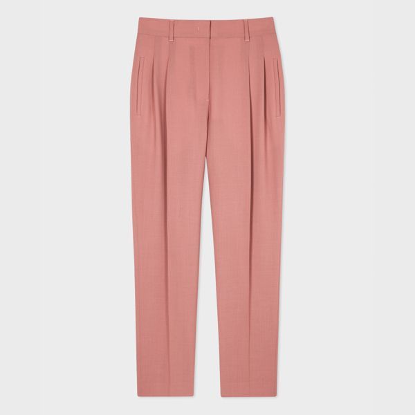 Women's Dusty Pink Wool-Hopsack Trousers