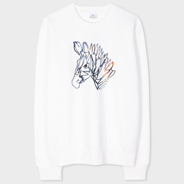 Women's White Cotton Zebra Sweatshirt