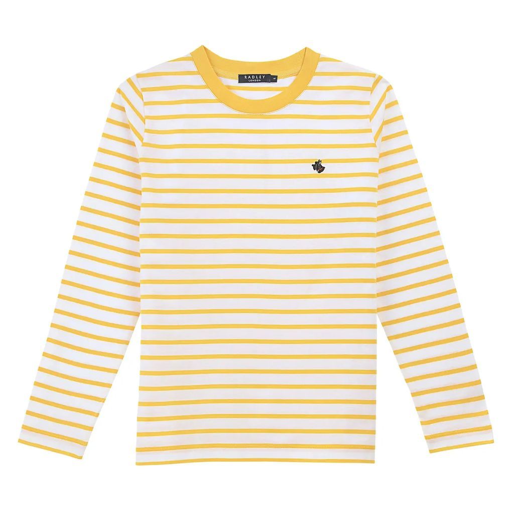 Women's Linden Gardens - Stripe Long Sleeve Striped T-Shirt With Embroidered Detail - Yellow L