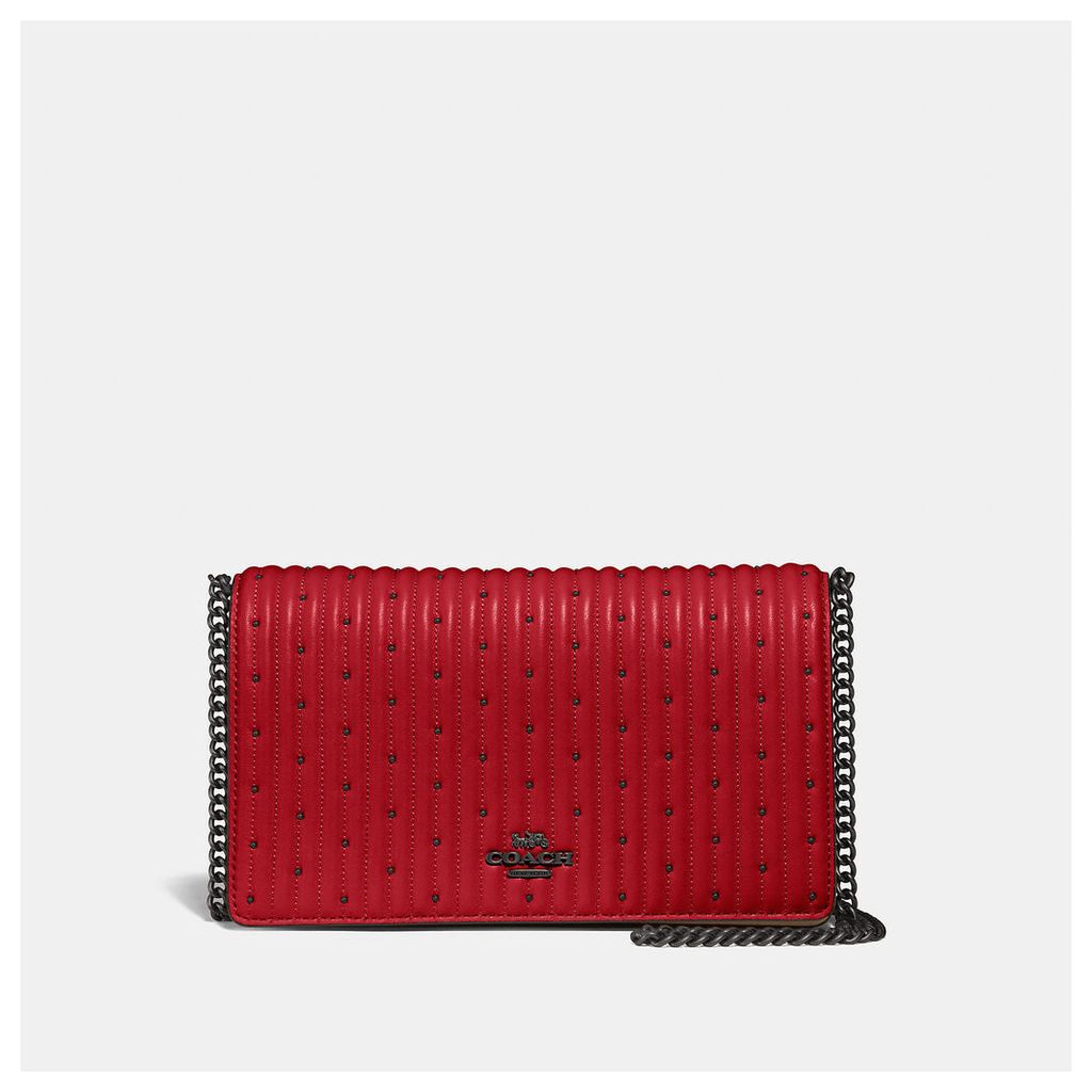 Coach Callie Foldover Chain Clutch With Quilting And Rivets