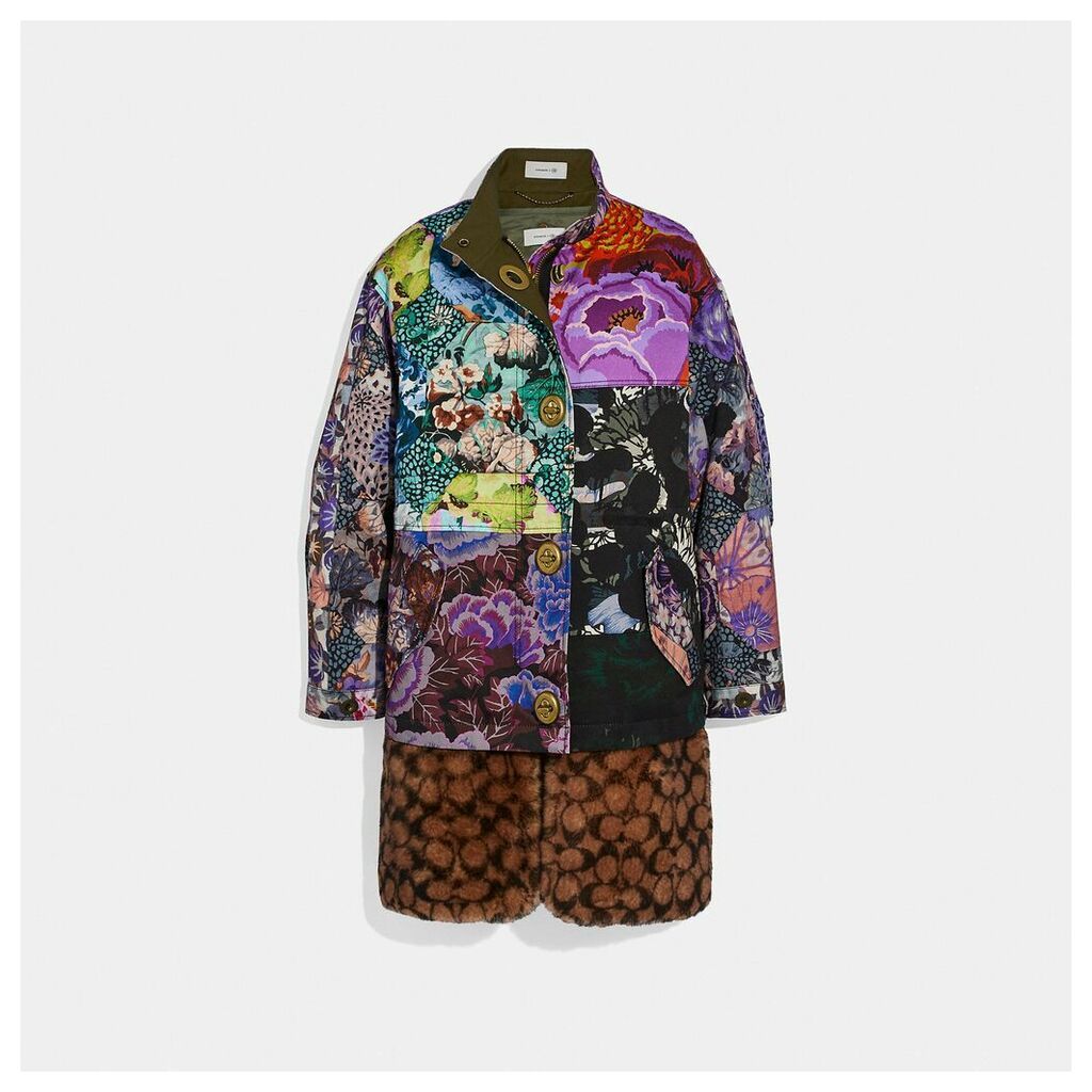 Coach Patchwork Parka With Kaffe Fassett Print And Removable Signature Shearling Liner