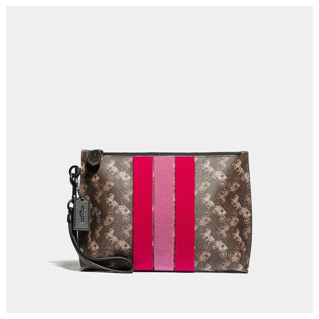 Charlie Pouch With Horse And Carriage Print And Varsity Stripe