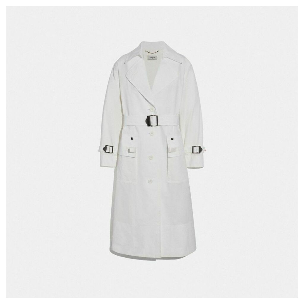 Long Military Coat in White - Size 06