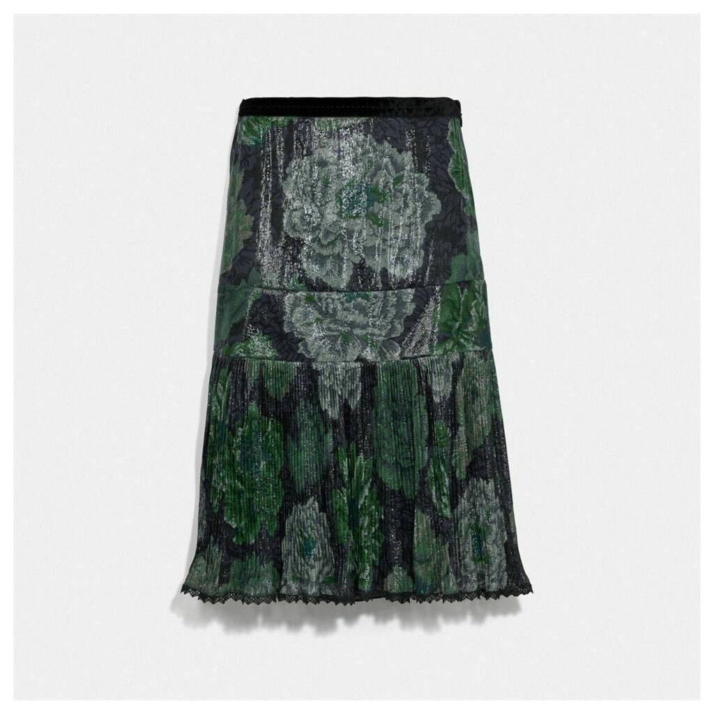 Pleated Skirt With Kaffe Fassett Print in Grey - Size 10