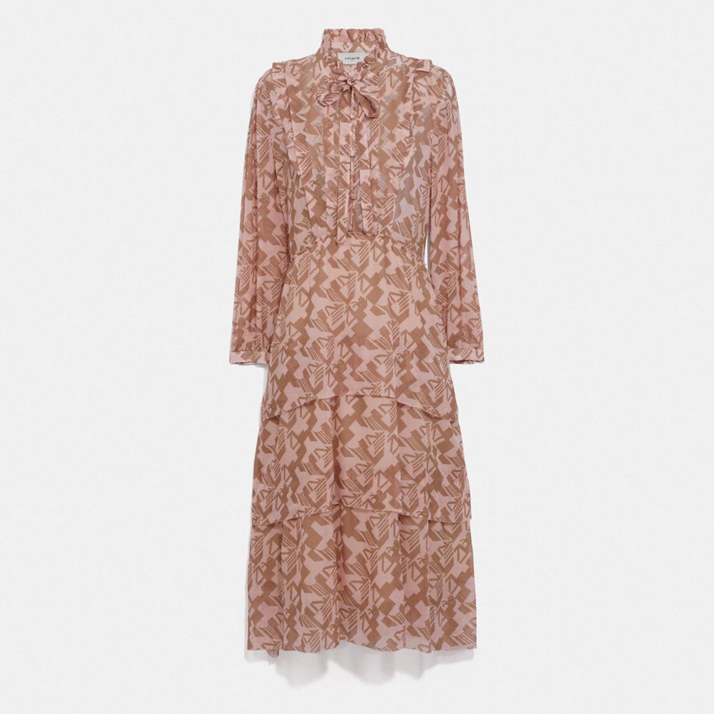 Georgette Ruffle Dress in Pink/Beige - Size 04
