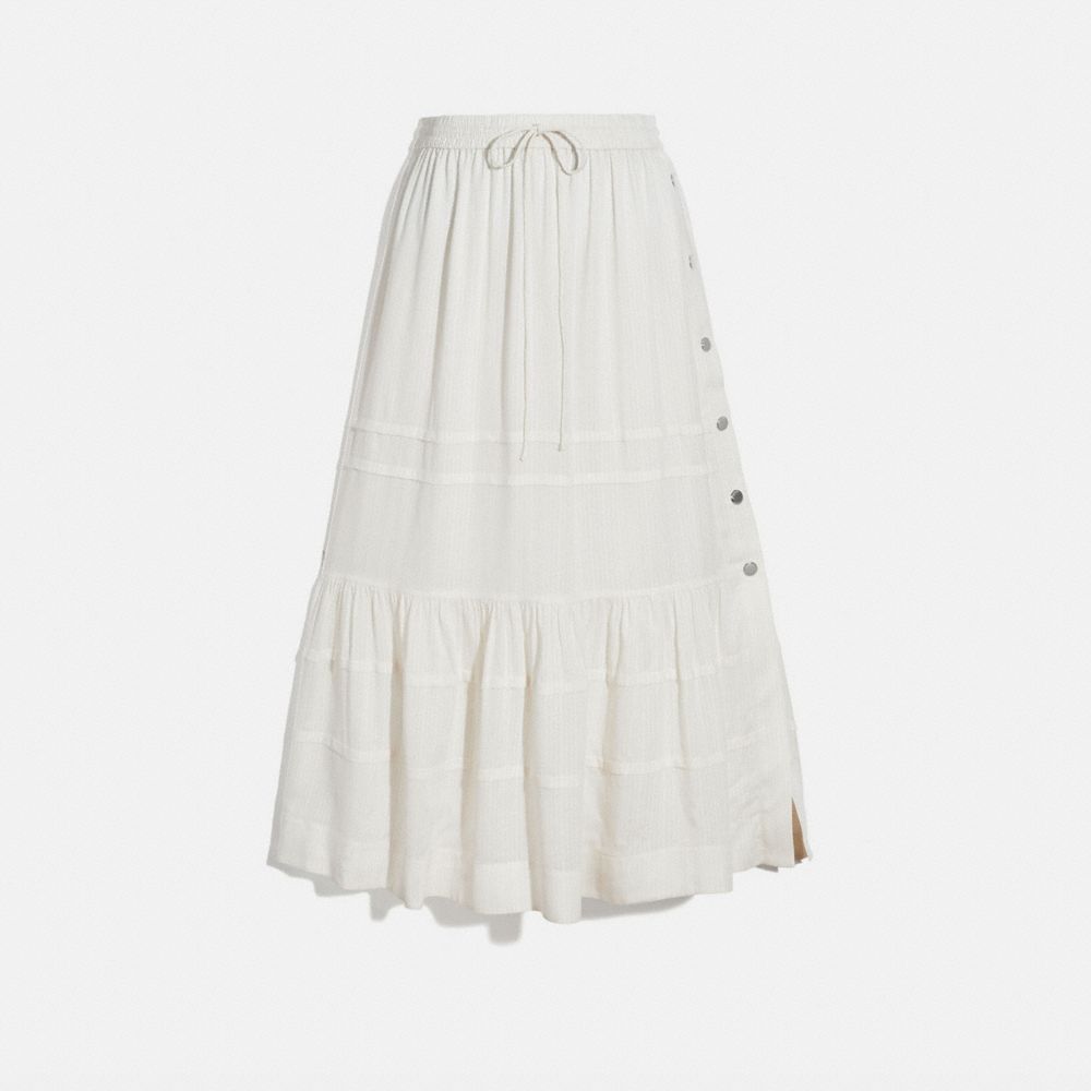 Stripe Tiered Skirt in White - Size 04