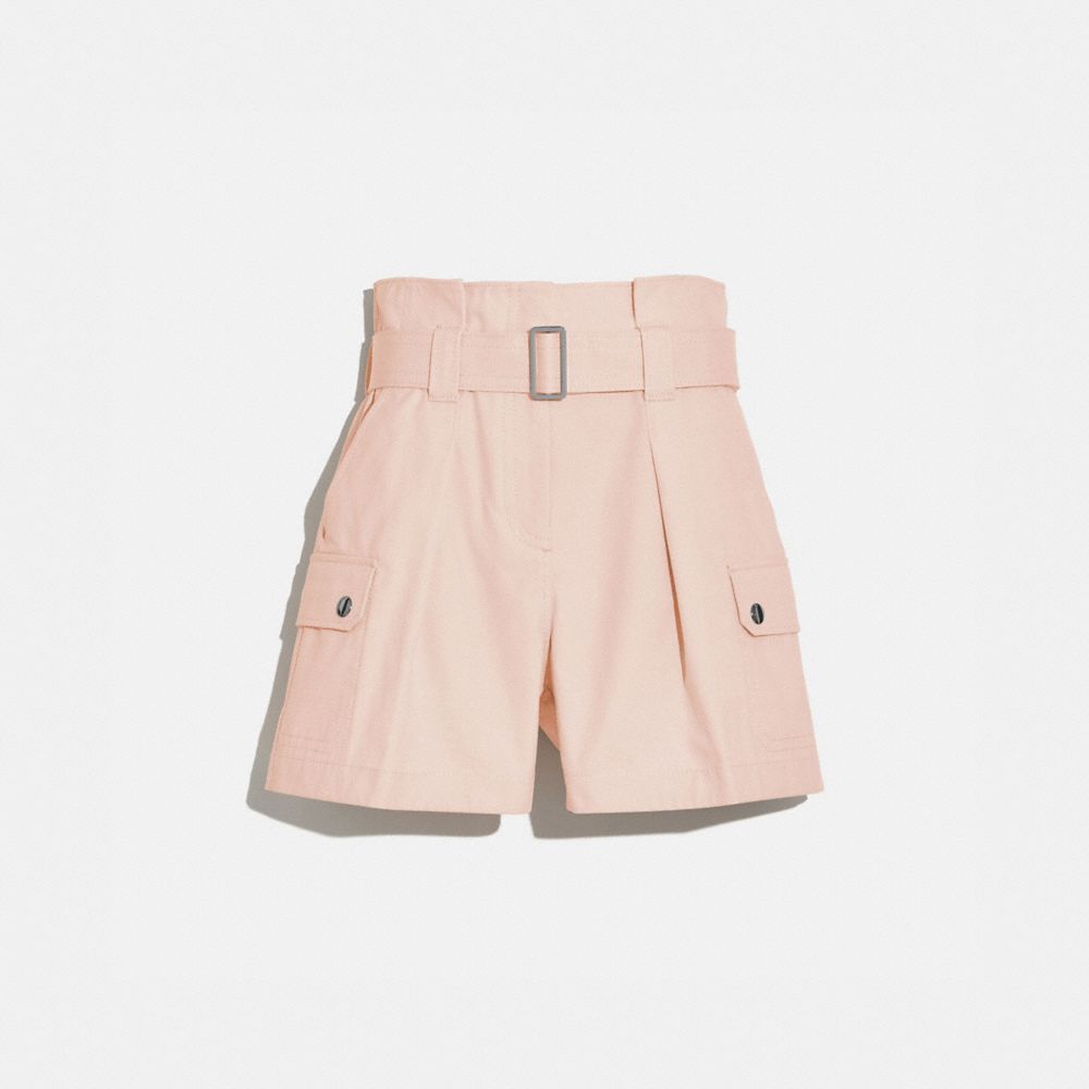 Cotton Belted Shorts in Orange - Size 10