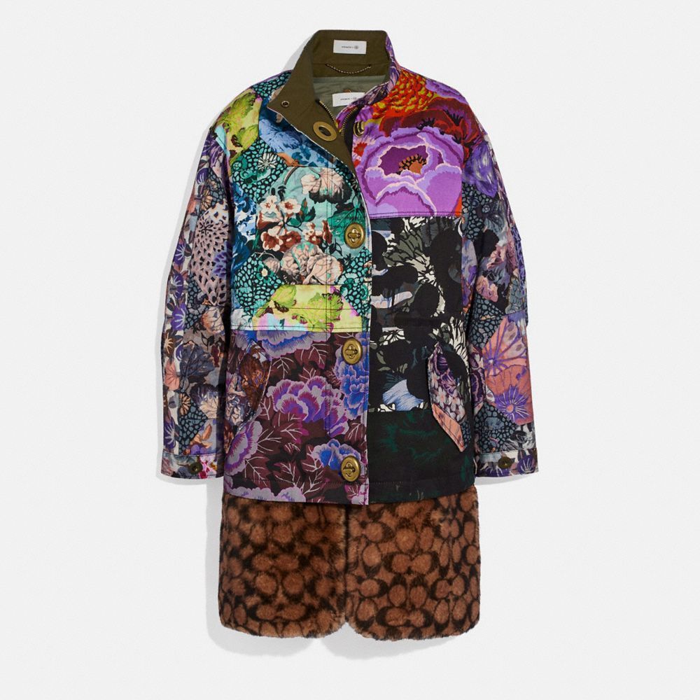 Patchwork Parka With Kaffe Fassett Print And Removable Signature Shearling Liner in Multi - Size 04
