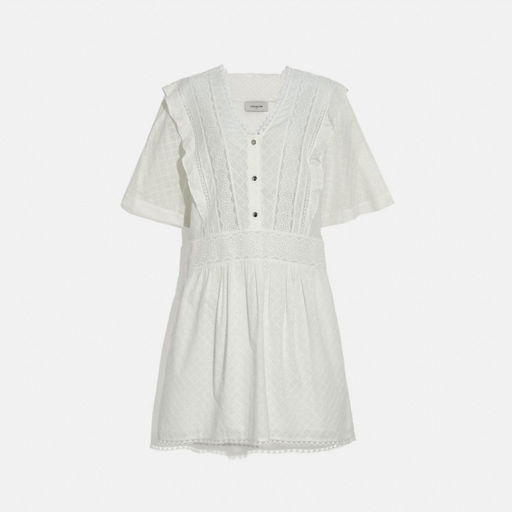 Broderie Anglaise Mini Dress in White - Size 10