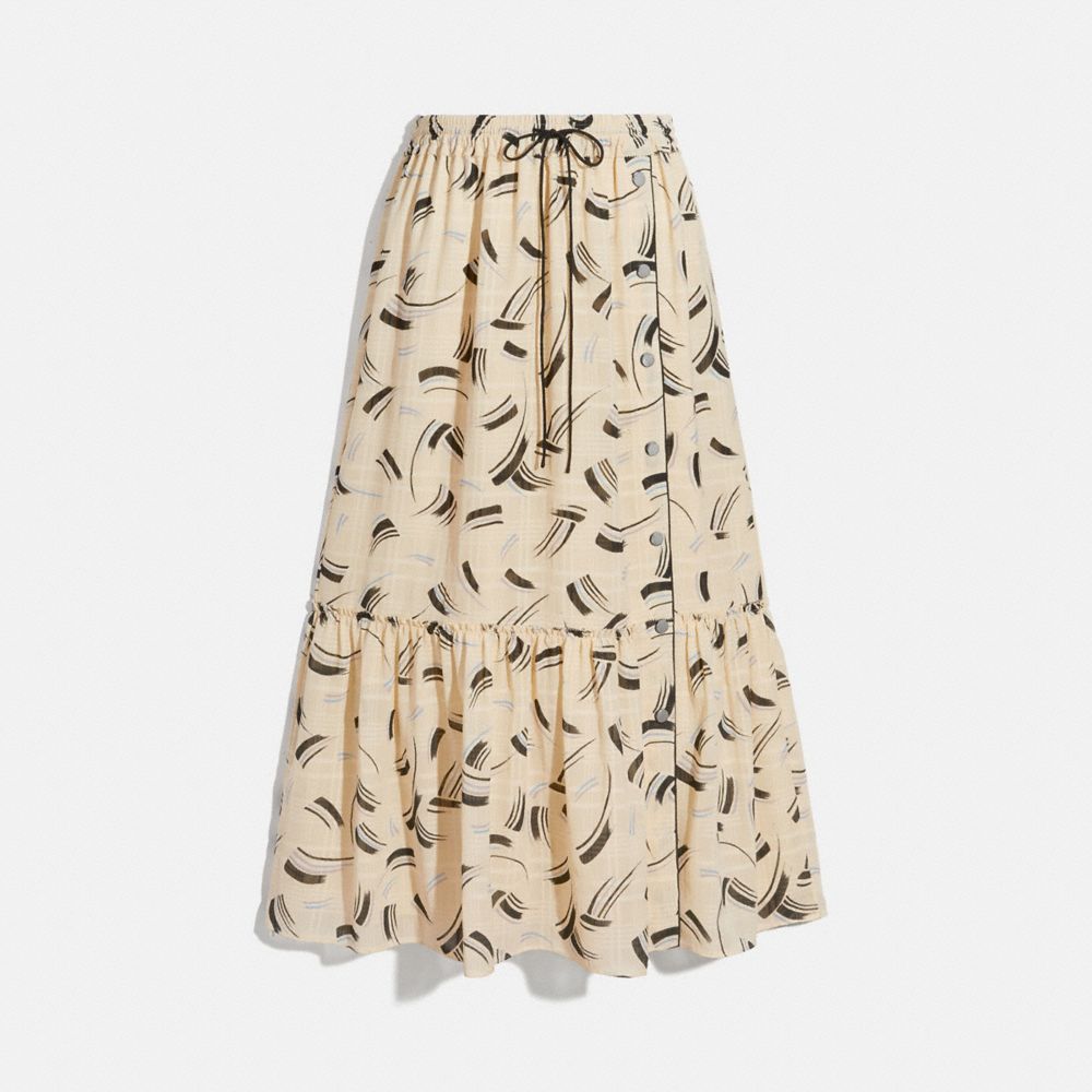 Brushstroke Plaid Skirt in White - Size 10