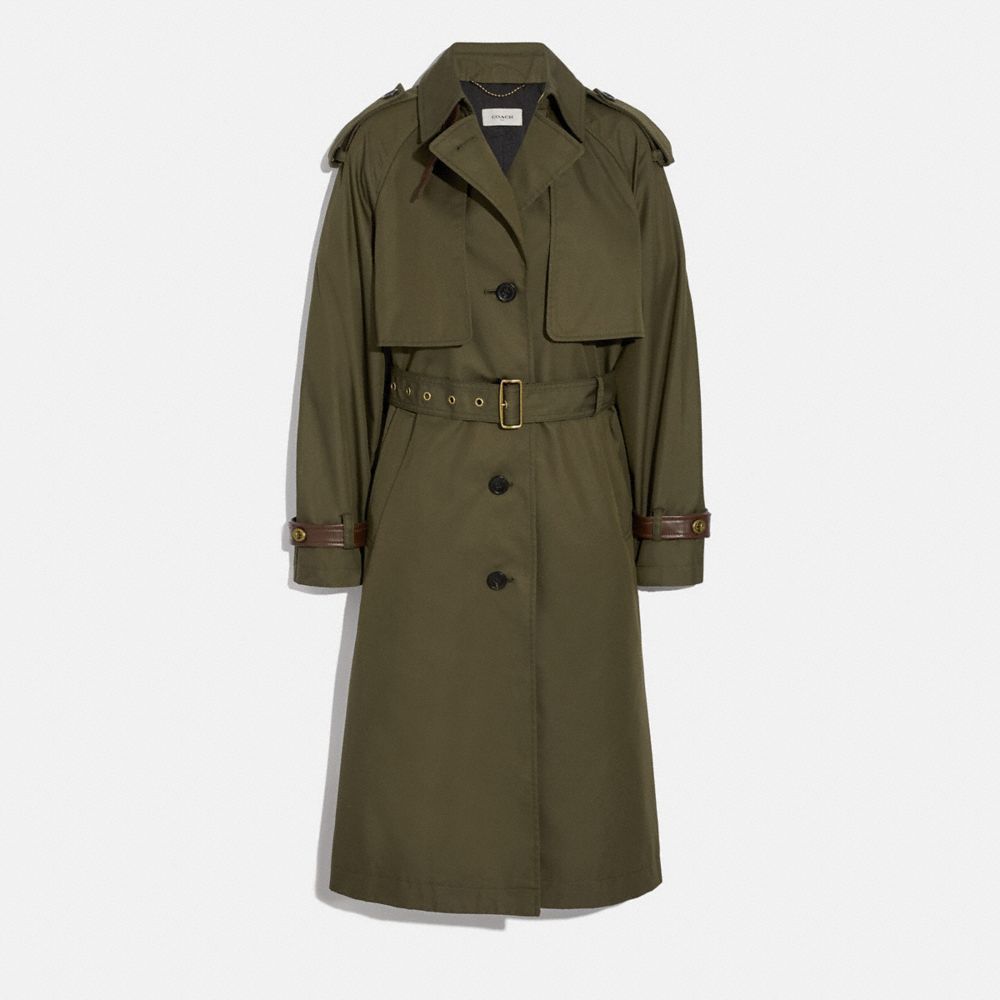 Cotton Trench Coat in Green - Size 08