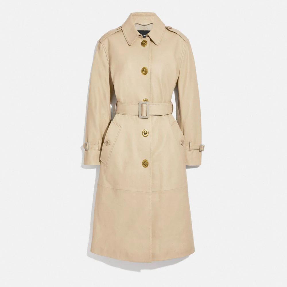 Lightweight Leather Trench in Beige - Size 06