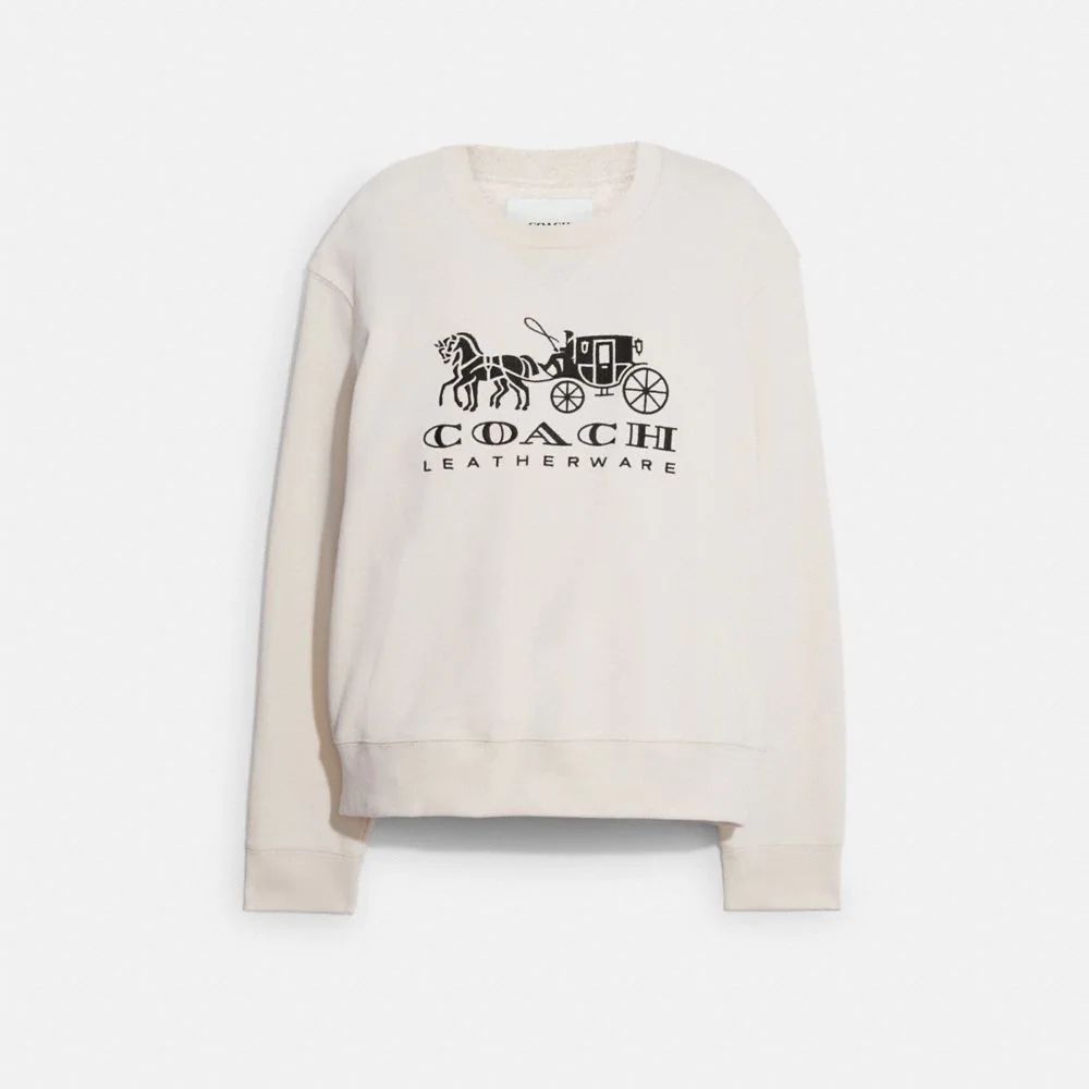 Evergreen Horse And Carriage Crewneck Sweatshirt In Organic Cotton