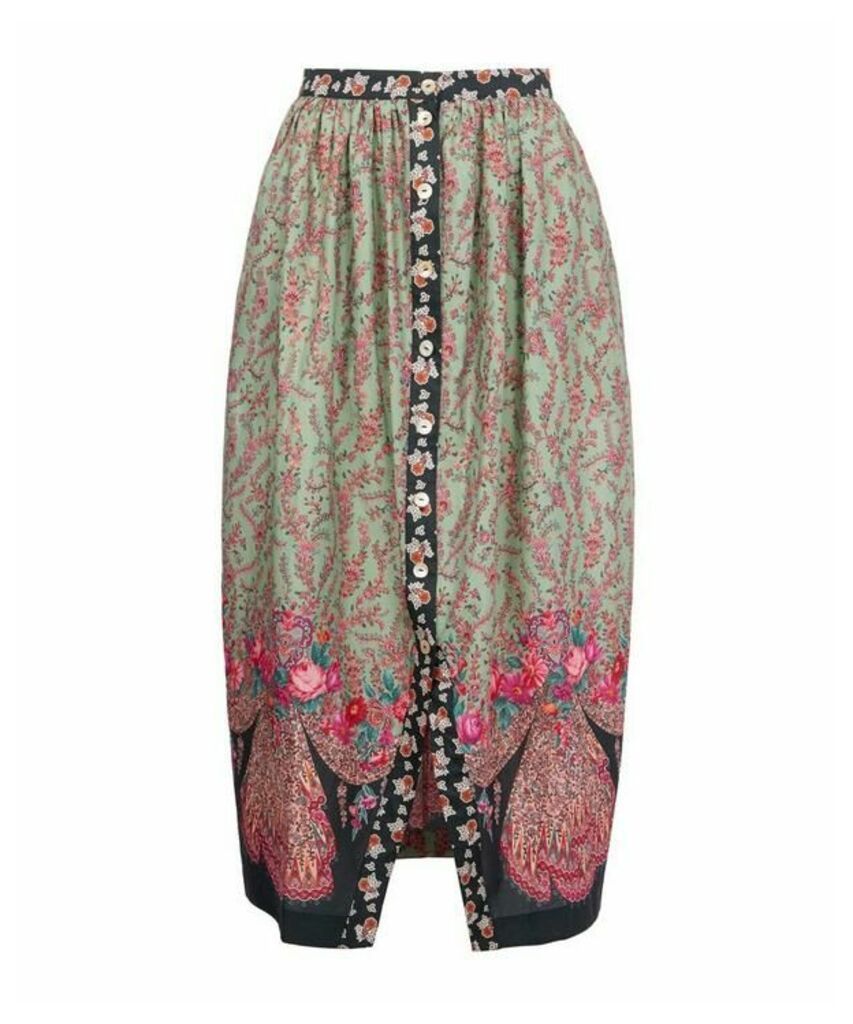 Renee Tana Lawn' Cotton Button-Up Midi Skirt