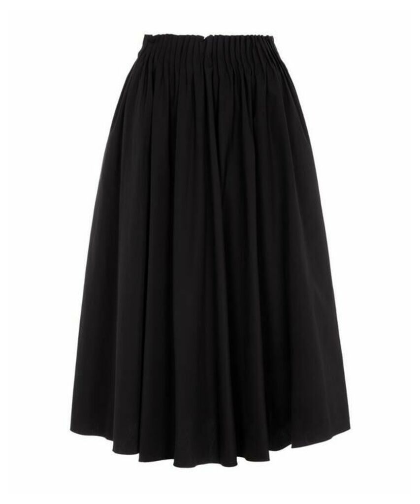Pleated Cotton-Poplin Skirt