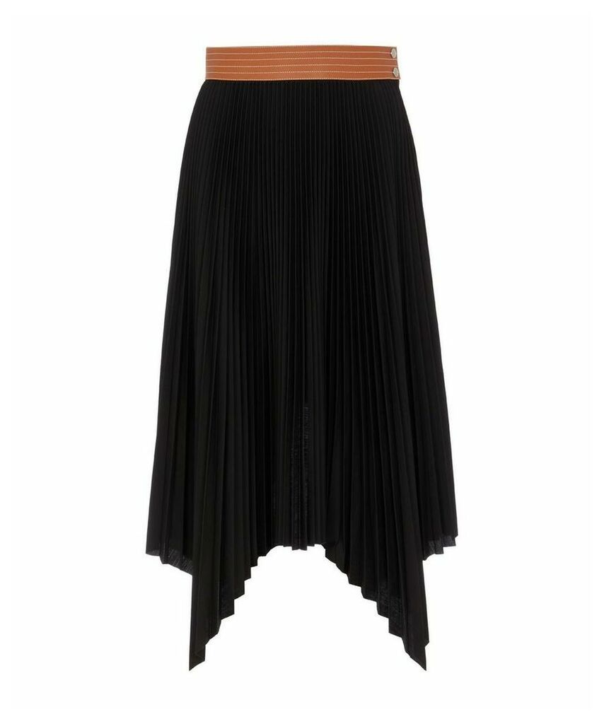 Leather Waistband Pleated Skirt
