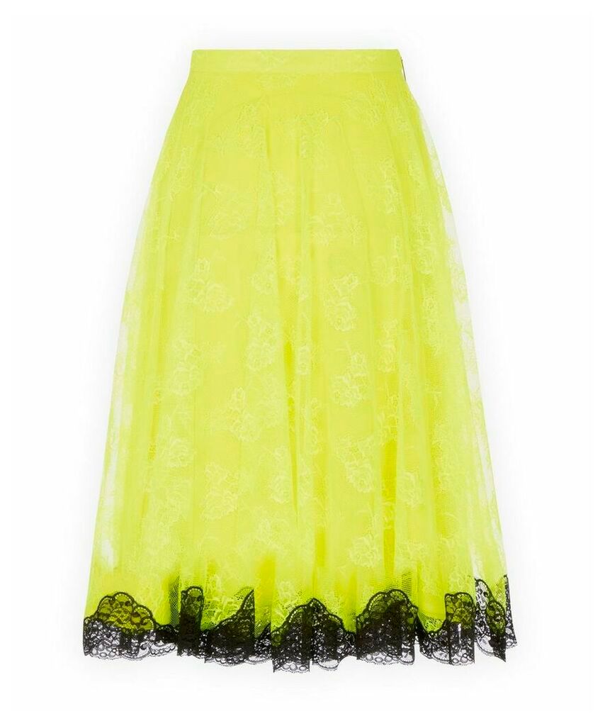 Neon Lace Midi-Skirt