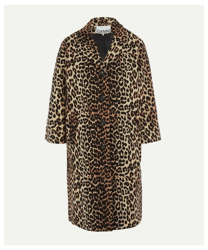 Leopard Linen-Canvas Coat