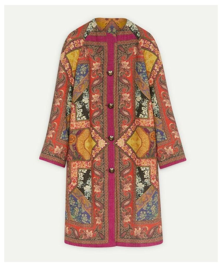 Patterned Mid-Length Cotton Coat