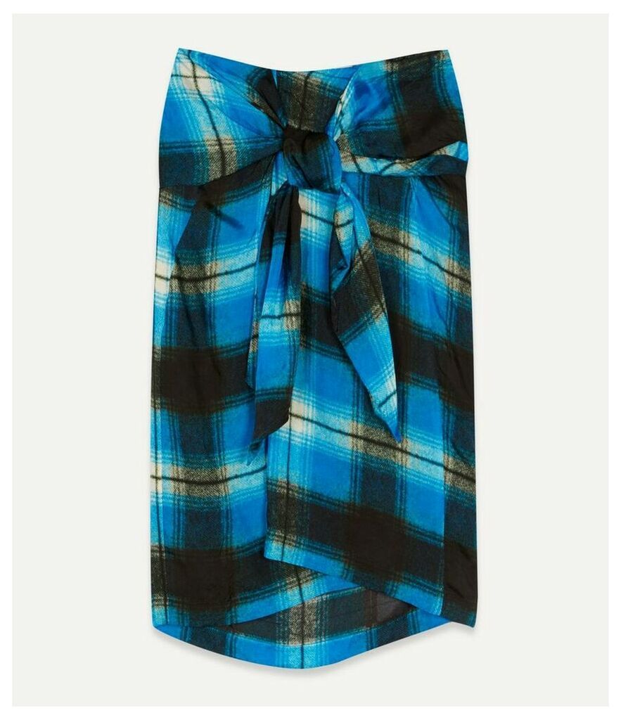 Tie-Waist Blue Check Skirt