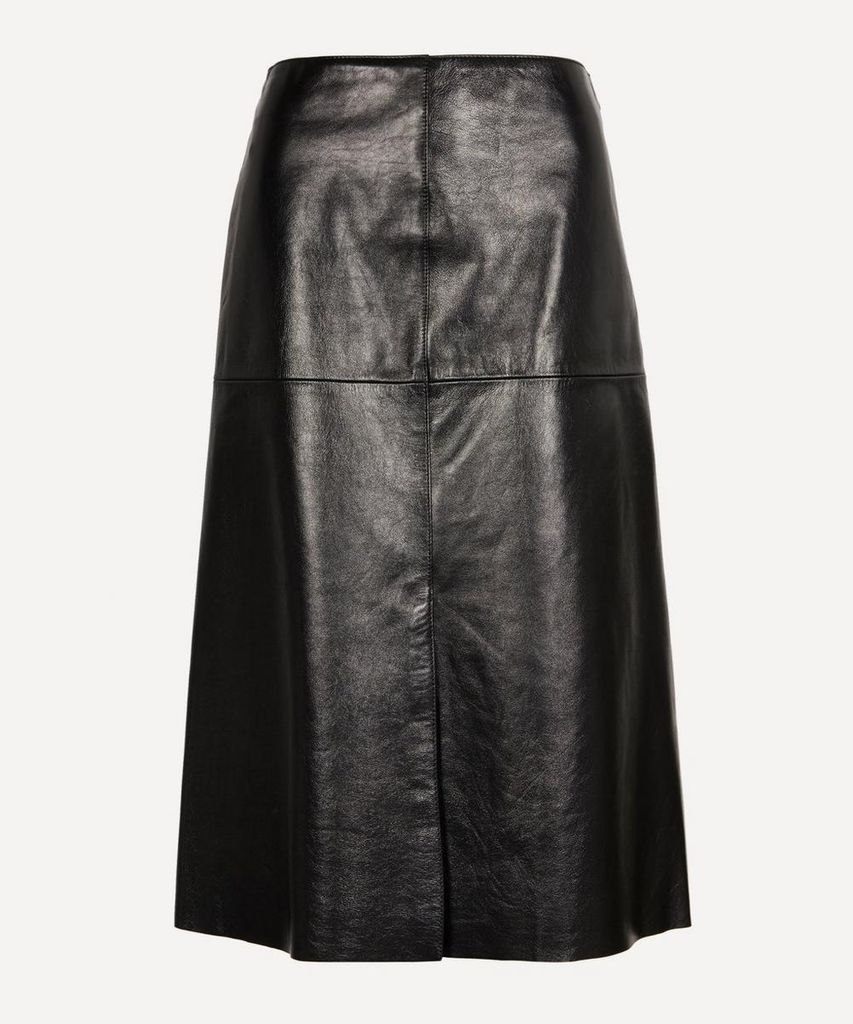 Sidena Leather A-Line Midi-Skirt