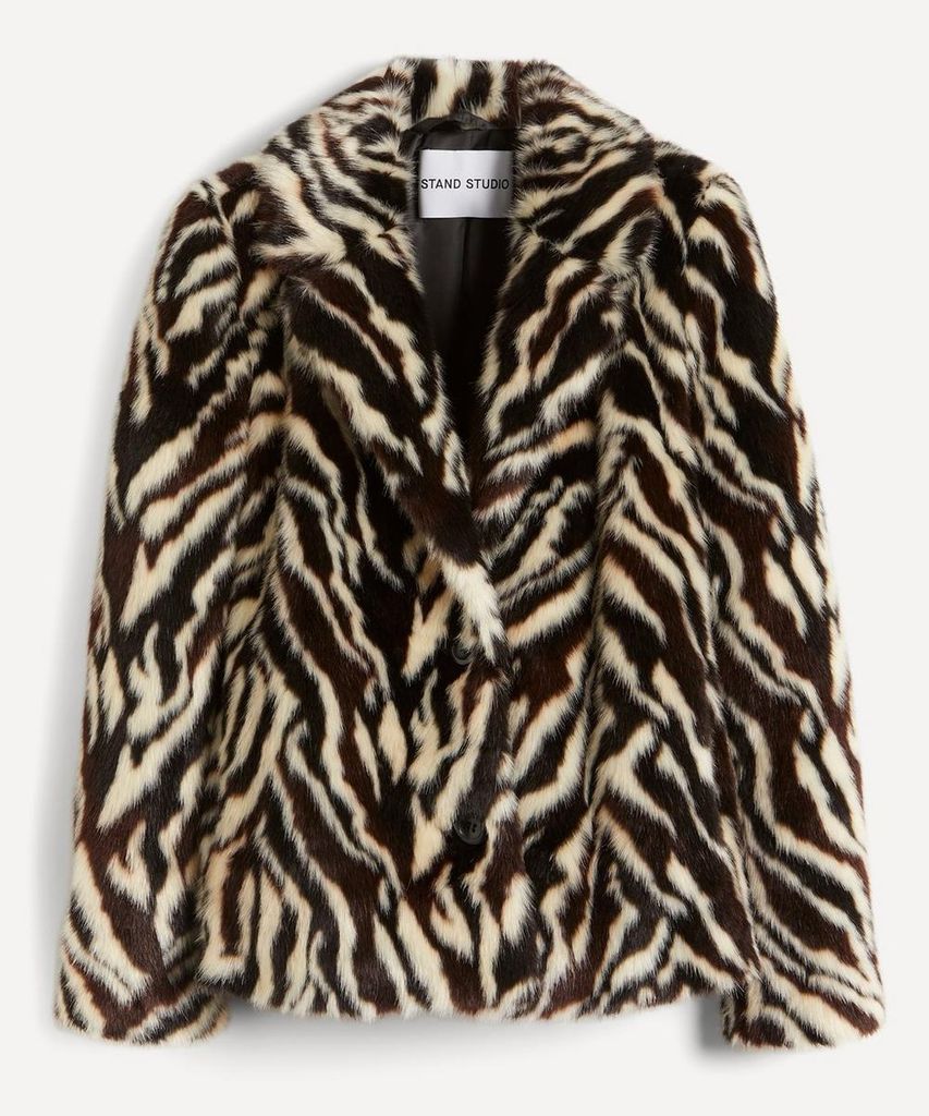 Melody Zebra Faux-Fur Crop Coat