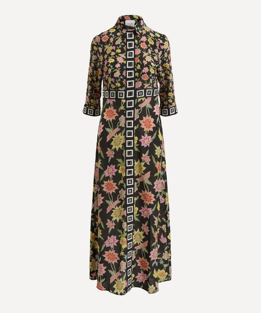 Floral Print Silk Maxi-Dress