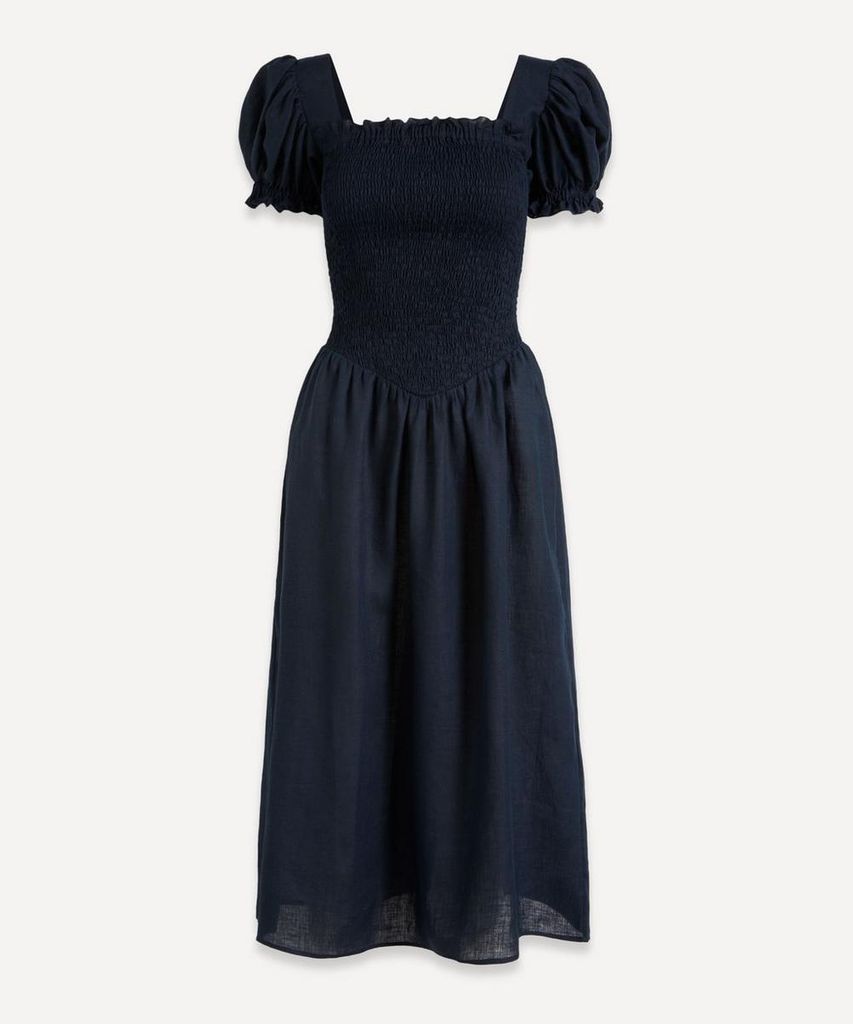 Belle Smocked Linen Midi-Dress