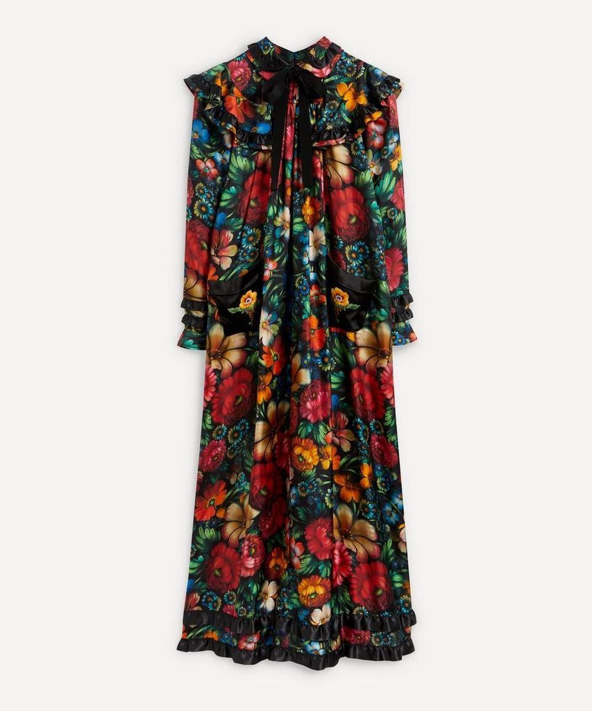 Gucci 2017 Cruise Collection Silk Floral Print Maxi-Dress