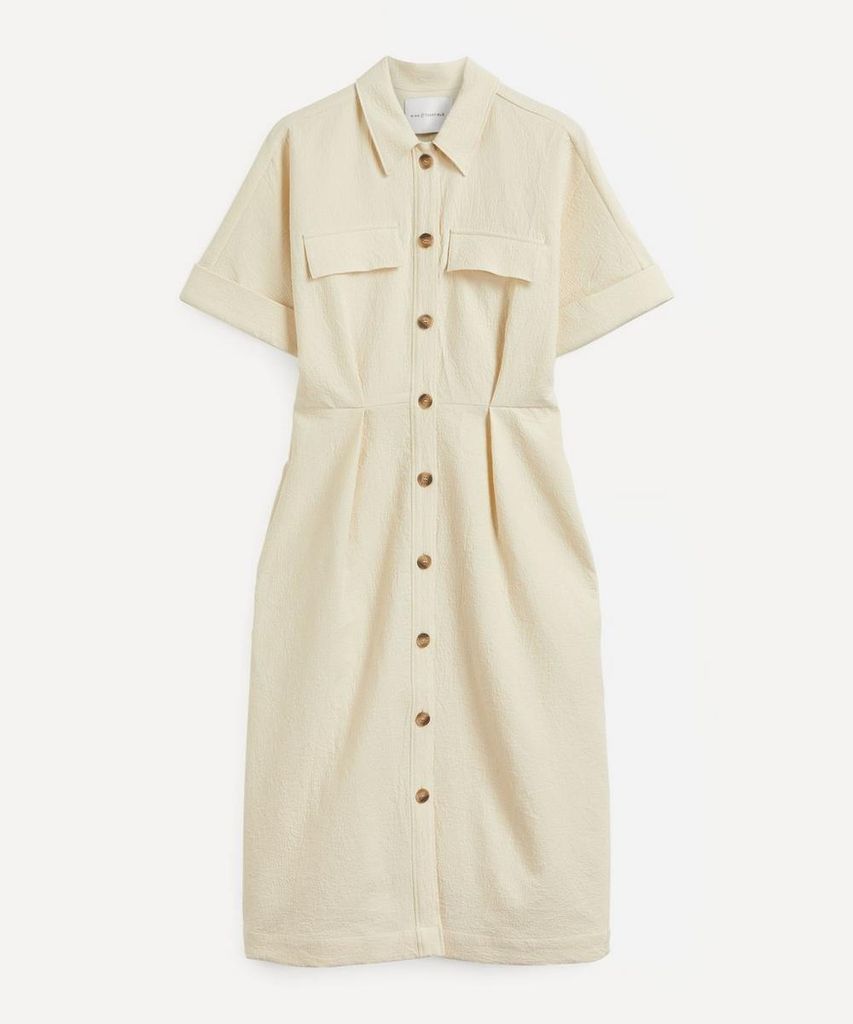 Tuck-Waist Cotton Shirt-Dress