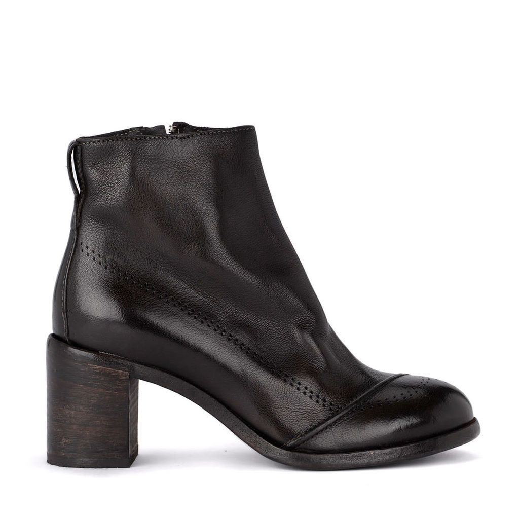 Moma Bufalo Dark Brown Leather Ankle Boots