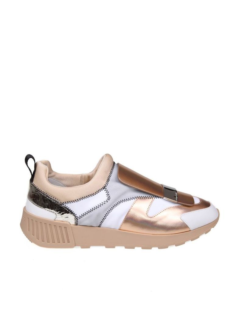 Sergio Rossi Sneakers Sr1 Leather And Fabric Color Copper And White