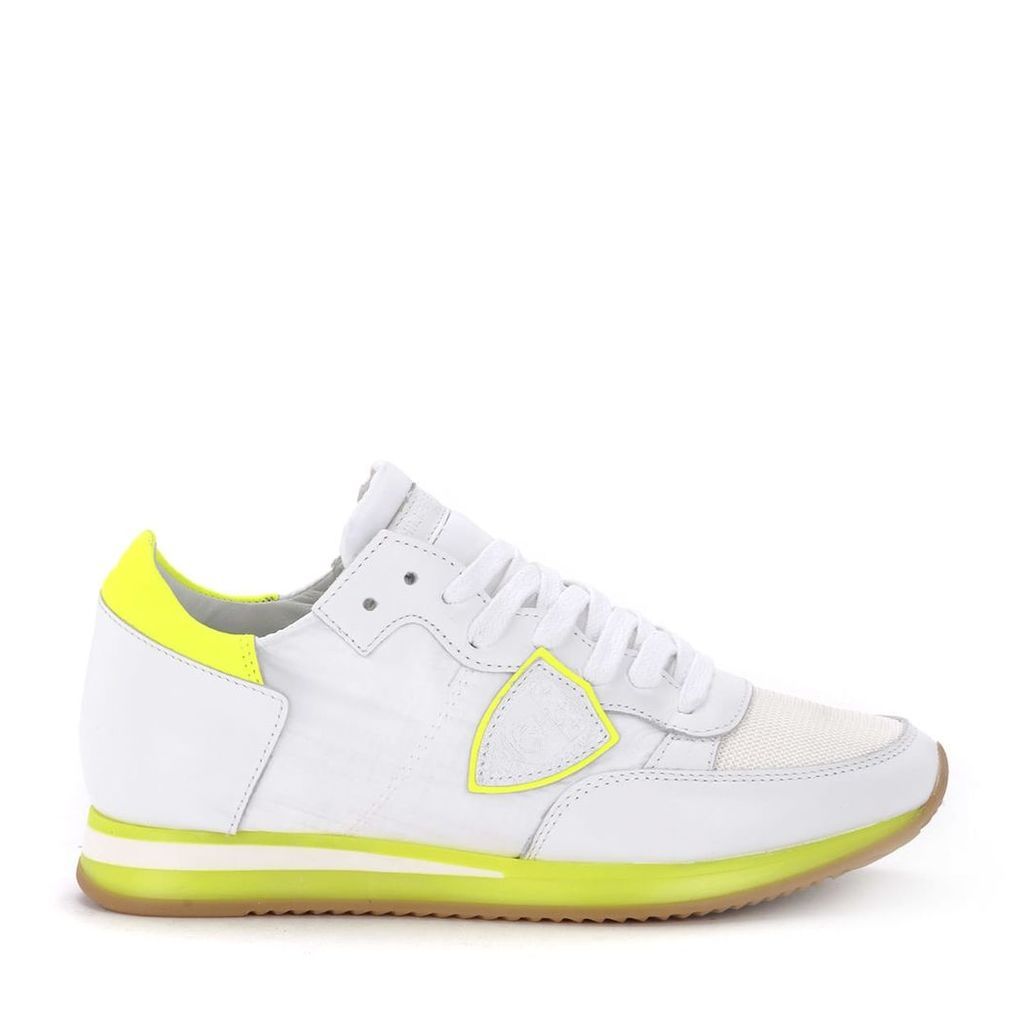 Tropez Whiteand Fluo Yellow Fabric And Leather Sneaker
