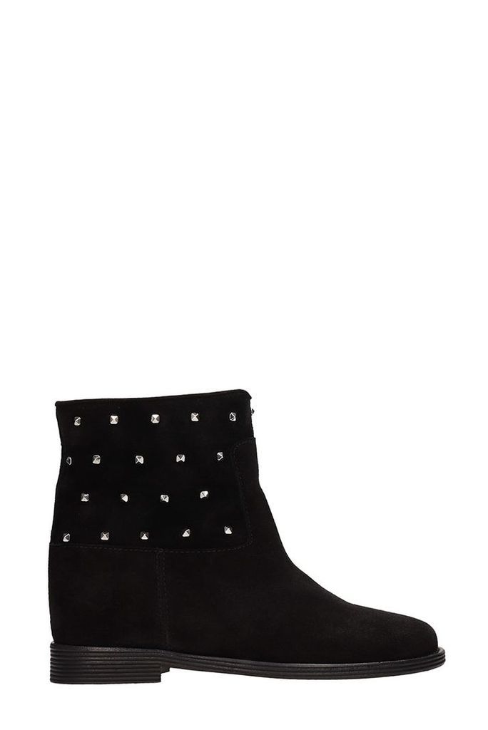Via Roma 15 Black Suede Ankle Boots