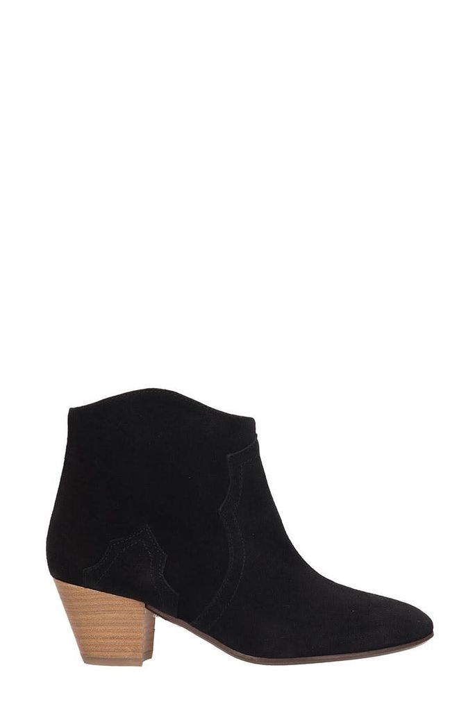 Isabel Marant Dicker Black Suede Leather Ankle Boots