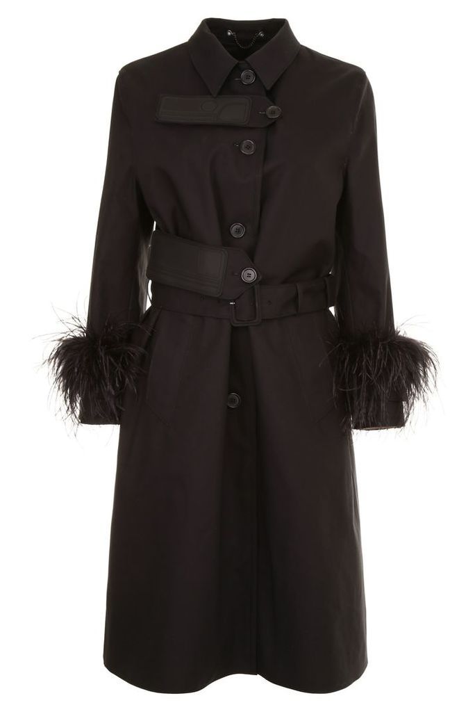 Prada Linea Rossa Trench With Feathers And Rubber Patch