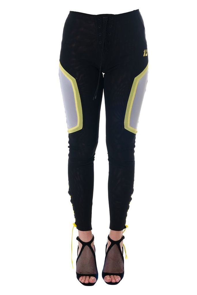 Black Sporty Pants With Mesh Details