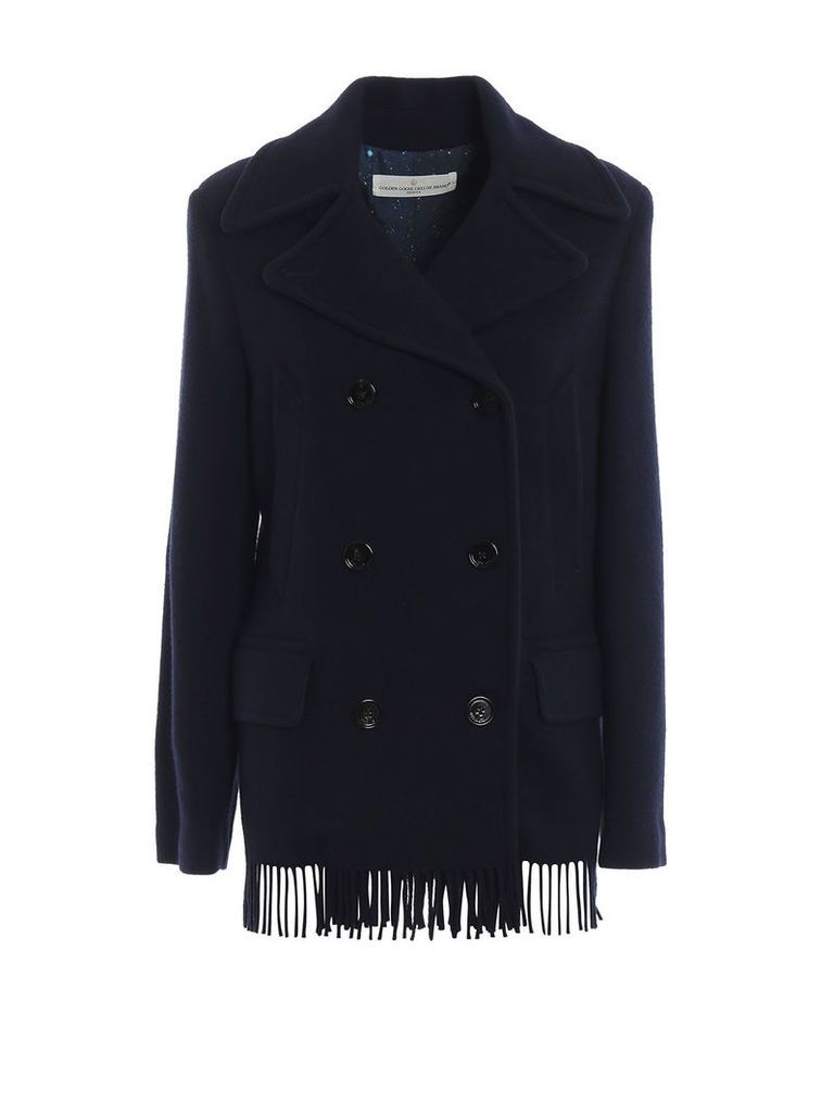 Golden Goose Fringed Double Breasted Pea Coat