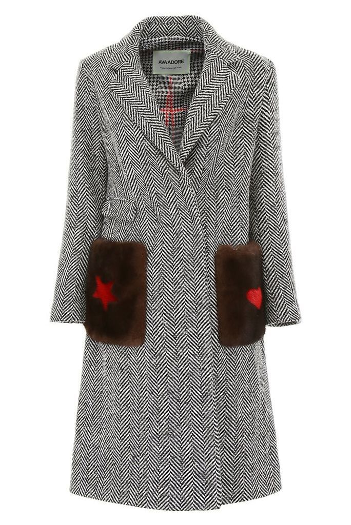 Chevron Coat With Mink Fur