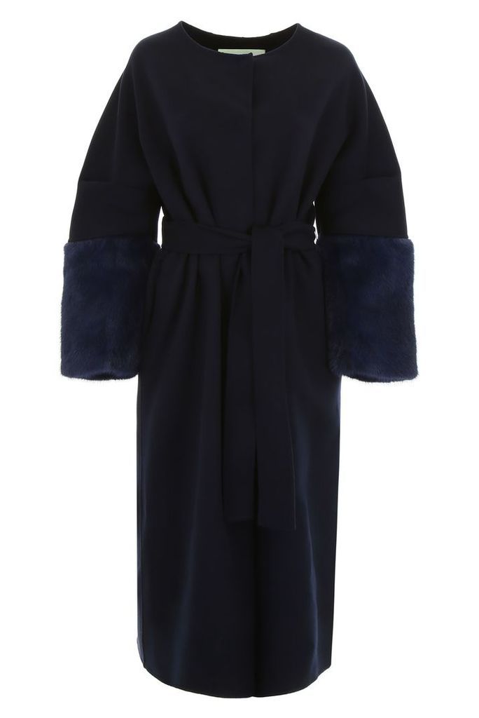 Ava Adore Wool Coat With Mink Sleeves