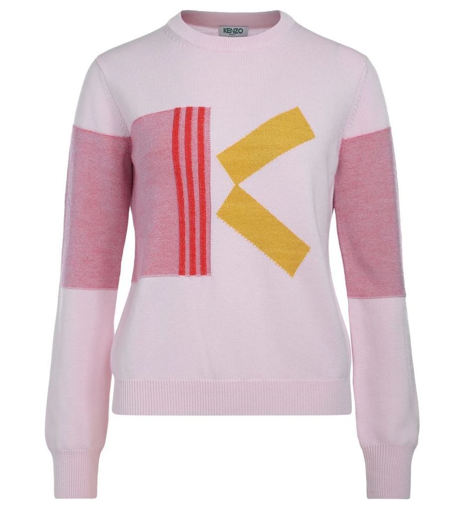 Kenzo Pink Wool Jumper With Contrasting K