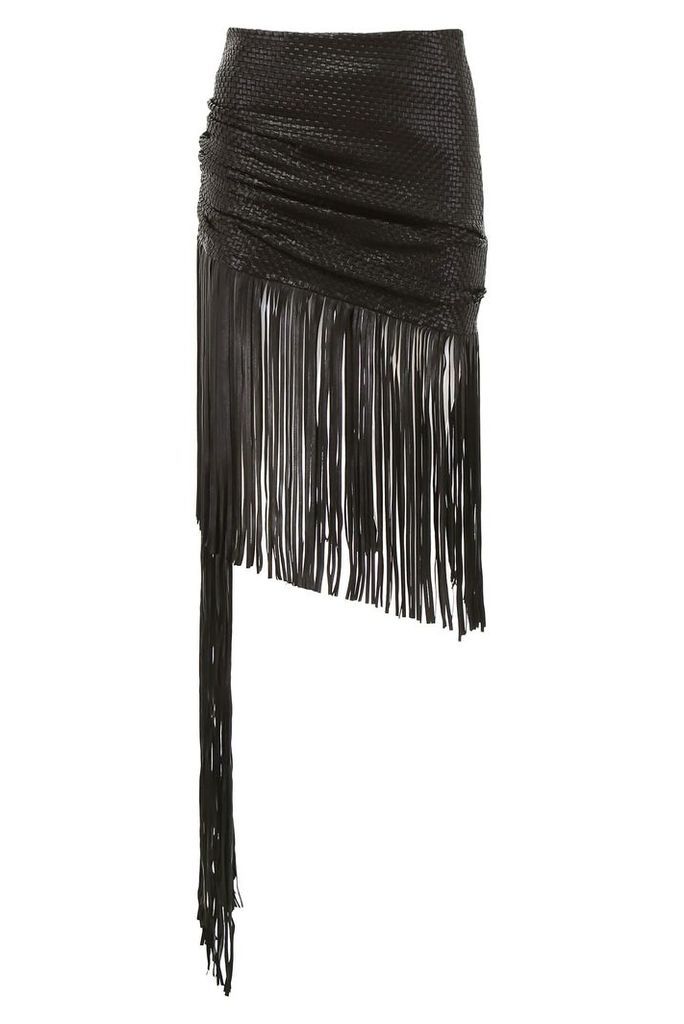 Leather St. John Skirt With Fringes