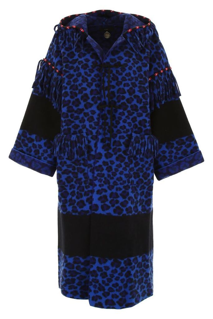 Leopard-printed Felt Coat