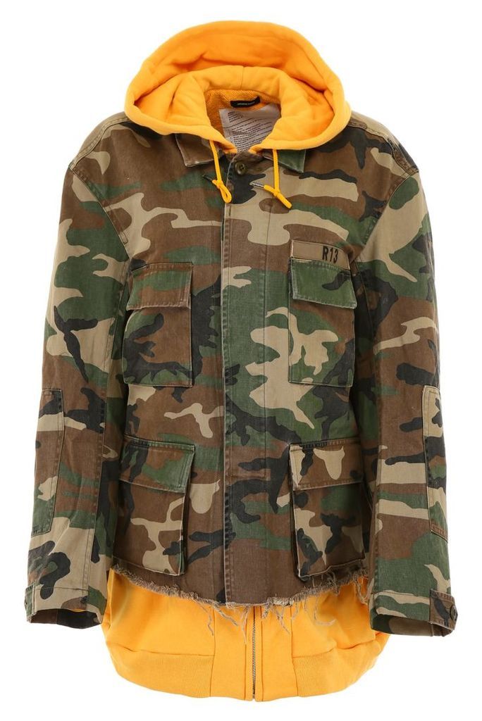 Camouflage Jacket With Hoodie