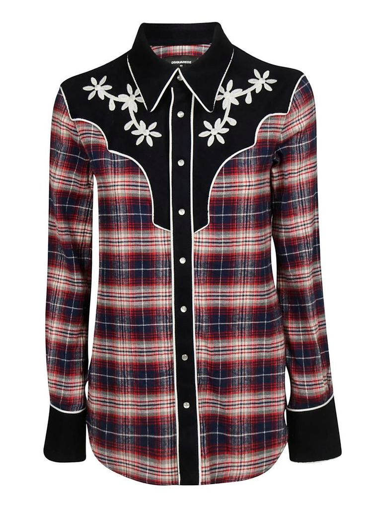Dsquared2 Floral Embroidered Tartan Shirt