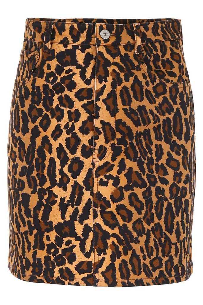 Miu Miu Leopard Denim Mini Skirt