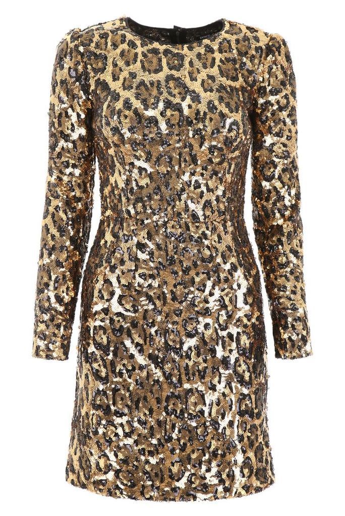 Leopard Print Sequins Dress