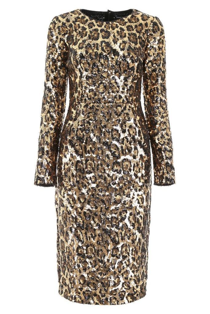 Dolce & Gabbana Leopard Print Sequins Dress